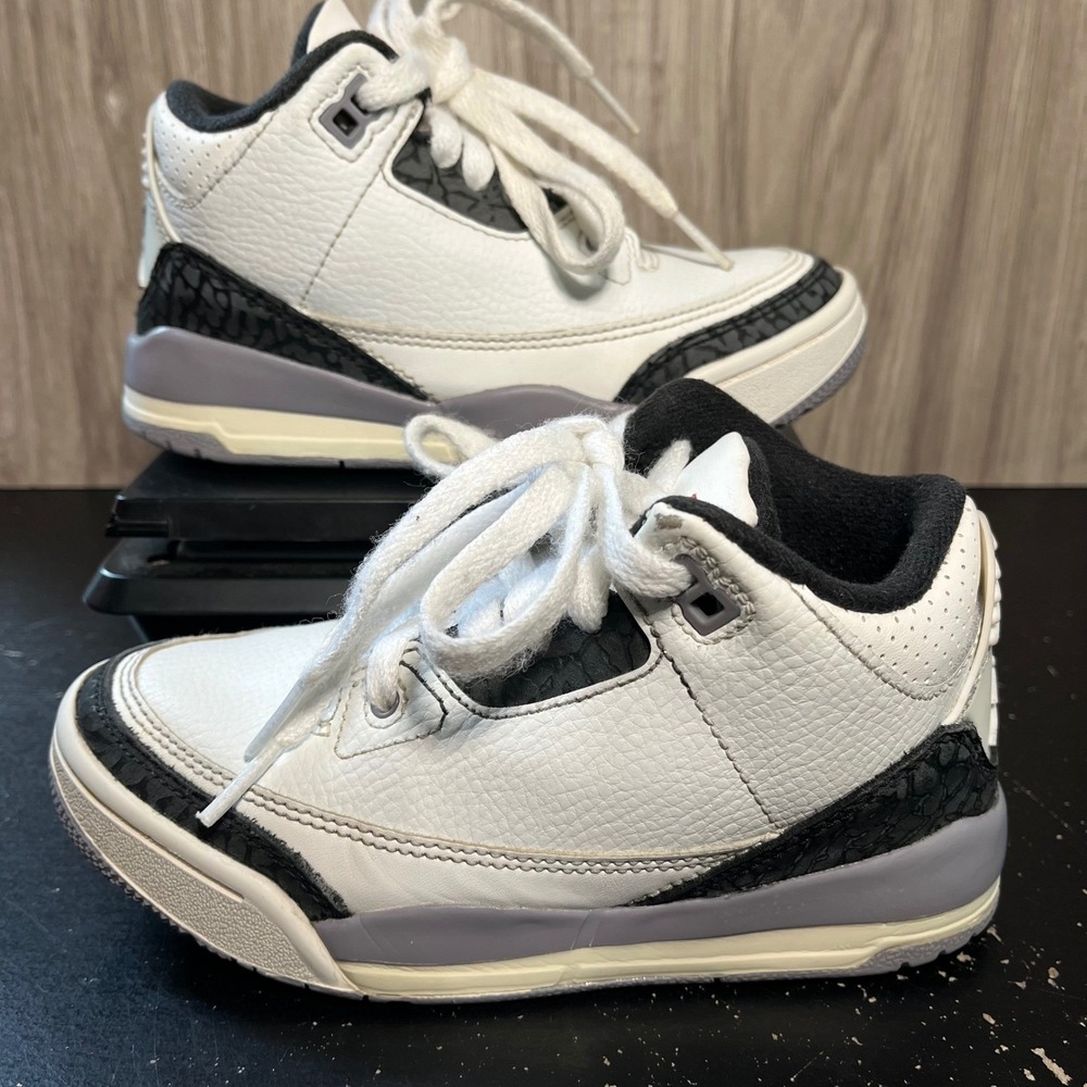 Air Jordan Youth 3 Retro White Cement DM0966-106  Kids Sz 12C